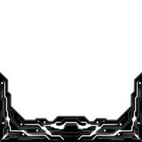 Futuristic Tech Interface Black and White Circuit Board Frame vector