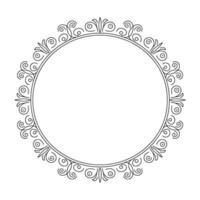 Elegant Circular Frame, Black Outline, Decorative Scrollwork, White Background vector