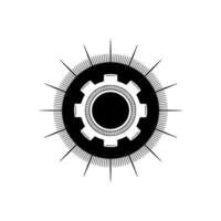Gear Mechanism Emblem in Grayscale Modern , Technology Concept vector