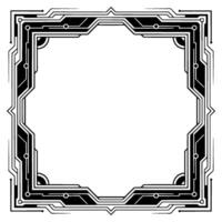 Art Deco Tech Frame, Blank Circle Center, Futuristic vector