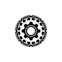 Black Gearwheel Mechanism on White Background vector