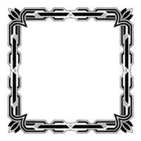 Art Deco Square Frame, Geometric Border, Black White Element vector