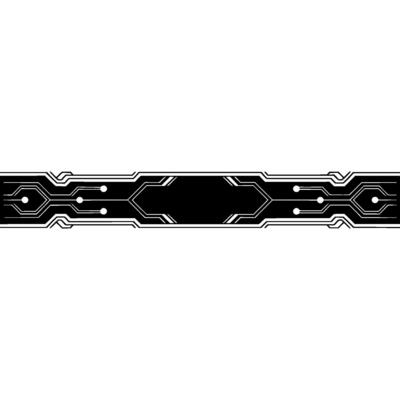 Modern Tech Banner Circuit Board Element, Black and White