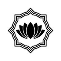 Elegant Lotus Flower Emblem in Geometric Frame, Minimalist vector