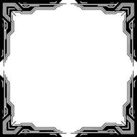 Abstract Tech Frame Futuristic Border, Modern , Geometric, Blank Space, Monochrome. vector