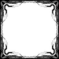 Modern Tech Frame, Cyberpunk Border With Empty Space, Black and White vector