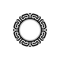 Geometric Black and White Decorative Circle Frame on White vector