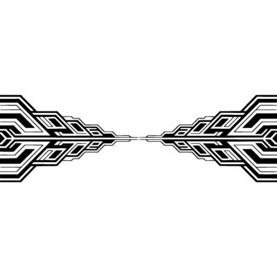 Futuristic Tech Line Black White Abstract Border
