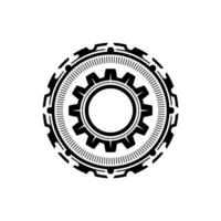 Abstract Gear Minimalist Black White Emblem, Technology, Engineering vector