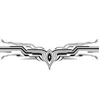 Abstract Tech Ornament, Geometric , Black and White, vector