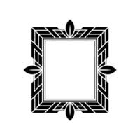 Art Deco Square Frame With Leaf Accents, Black on White Background vector
