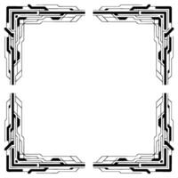 Geometric Tech Border Frame, Modern , Blank White Background vector