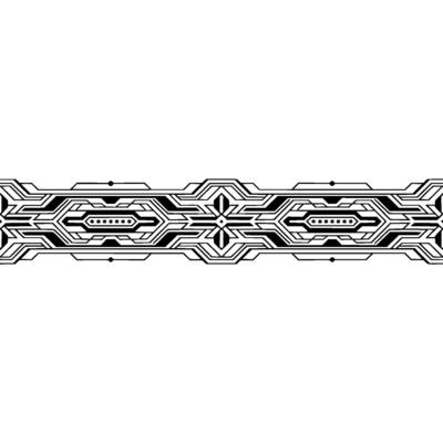 Tech Abstract Border Black Geometric Pattern on White Background
