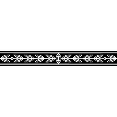 Elegant Black and Silver Leaf Border on White Background