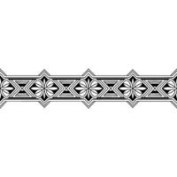 Geometric Border Black and White Floral Pattern on White Background vector