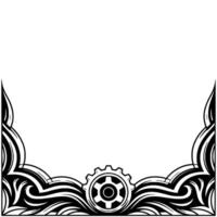 Steampunk Frame With Gear Element Black and White Illustration vector