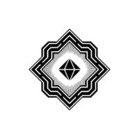 Geometric Diamond Emblem Black and White Minimalist vector