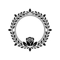 Elegant Rose Wreath Frame in Black, Ornamental , Element vector