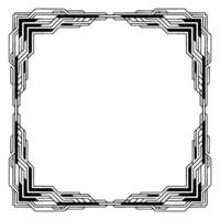 Art Deco Frame Geometric Border, Elegant Black Lines on Grayscale Background vector