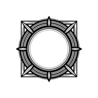 Art Deco Circular Frame , Black and White Geometric Pattern on White Background vector