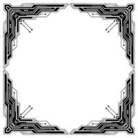 Futuristic Circuit Board Frame, Minimalist Tech , Black White Border vector