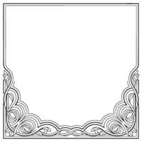 Elegant Floral Border in Black and White, Empty Space vector