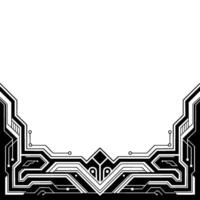 Futuristic Circuit Board Frame, Black and White Digital vector