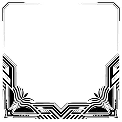 Art Deco Frame , Black and White Border, Geometric