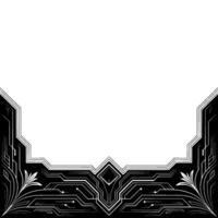Art Deco Tech Black and White Border With Floral and Circuitry Elements vector