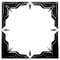 Futuristic Geometric Frame Black Silver Tech on White vector