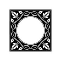 Elegant Black and White Decorative Frame With Leafy Elements vector