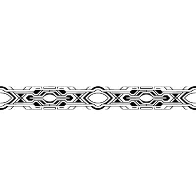 Techy Geometric Border , Futuristic Ornament, Black on White Background