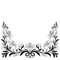 Elegant Floral Frame in Black White Lily , Space for Text vector