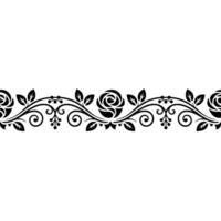 Elegant Rose Border Black Floral on White Background vector