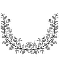 Floral Wreath Element, Simple Line Art, Botanical, Invitation vector