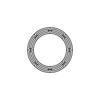 Geometric Circular Border Ornament in Black on White, Minimalist vector