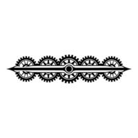 Gear Element Mechanical Illustration, Black White, Minimalist vector