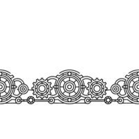 Steampunk Gears and Cogs Border on White, Geometric, vector