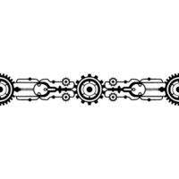 Abstract Steampunk Mechanism Border, Tech , Minimalist Black on Beige vector