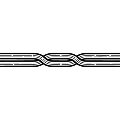 Minimalist Line Art Interwoven Black Stripes on White, Abstract