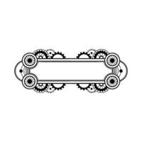 Steampunk Frame, Black and White Gear Border on Beige Background vector