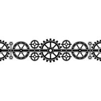 Steampunk Gears Border Mechanical Illustration on Grayscale Background vector