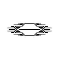 Futuristic Circuit Element Black White Minimalist vector