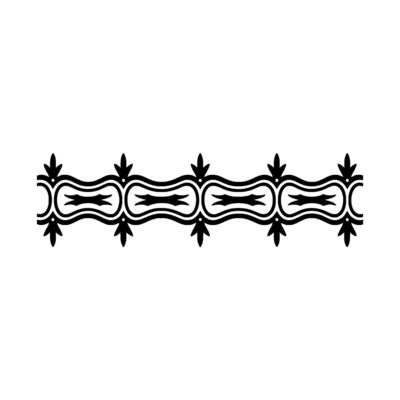 Black Ornamental Border on White Background, Seamless Pattern