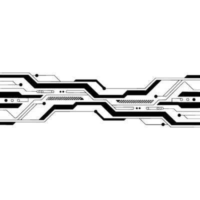 Abstract Tech Circuitry Minimalist Black Lines on White Background