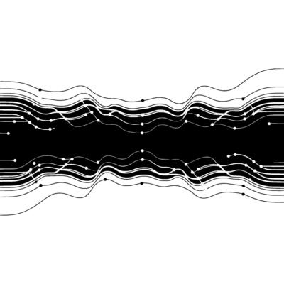 Abstract Black and White Wave Lines With Dots