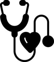 Stethoscope with Heart Solid Black Icon vector