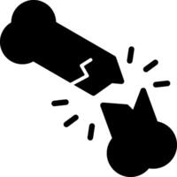 Broken Bone Solid Black Icon vector