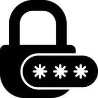 Password Flat Solid Black Icon vector
