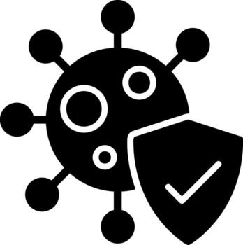 virus proteccion plano sólido negro icono vector